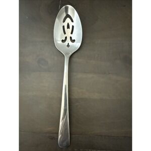 Oneida Ltd. Stainless Made in USA "Oceanic" 8.25" Pierced/Slotted Serving Spoon